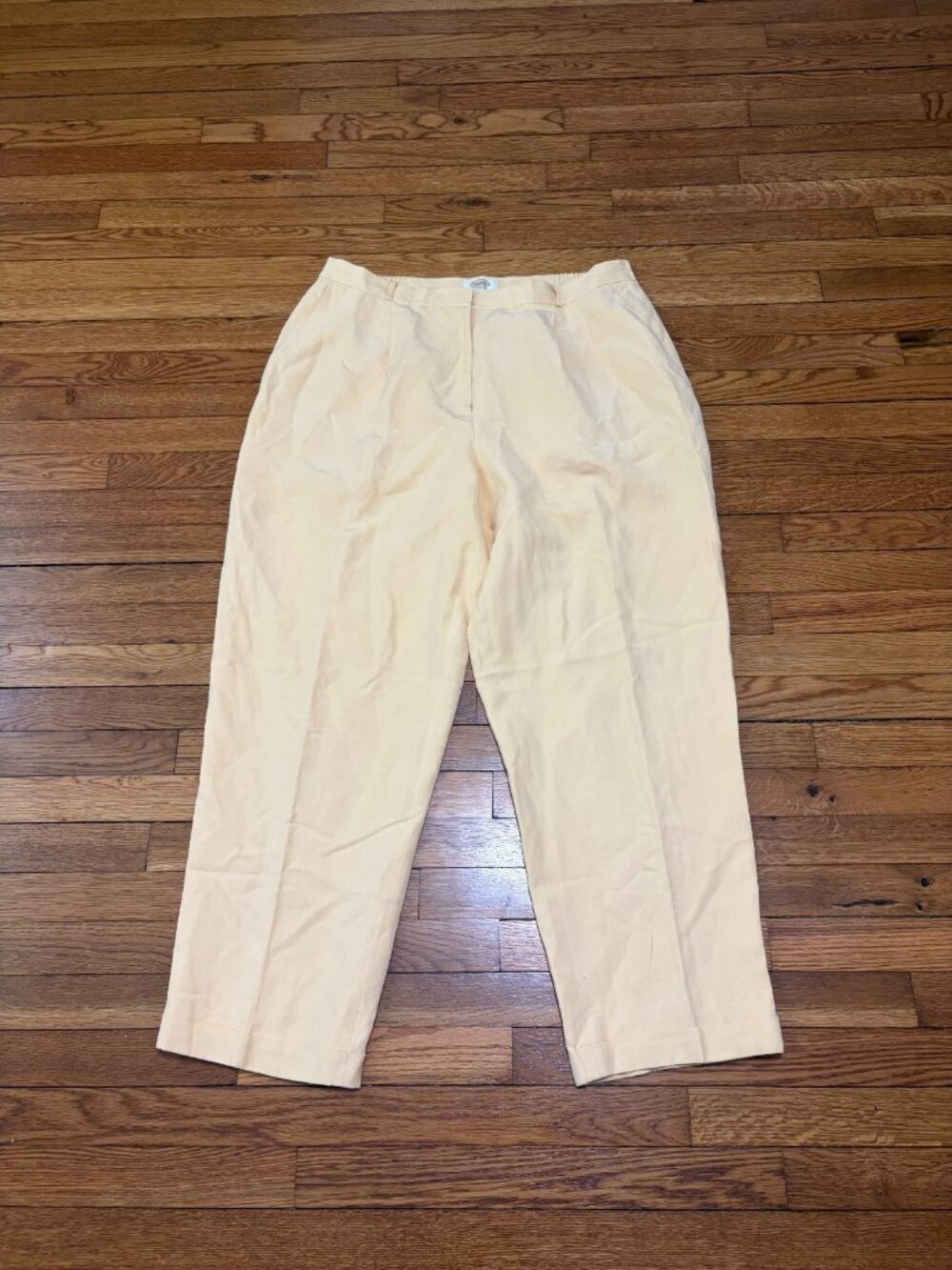 Talbots Silk Linen Blend Pants Women's Plus Size 18W Yellow High Rise Straight